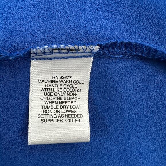 Liz‎ Claiborne Blue Long Sleeve Gold Cuffed Sleeves Pullover Blouse Size 1X - Picture 4 of 6